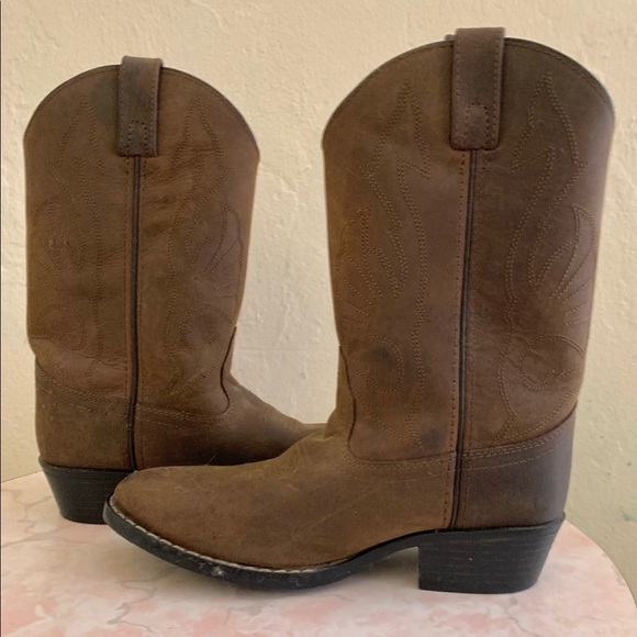 Brown leather kids cowboy boot size 4 NWT can fit a women’s size 5 - Picture 7 of 8